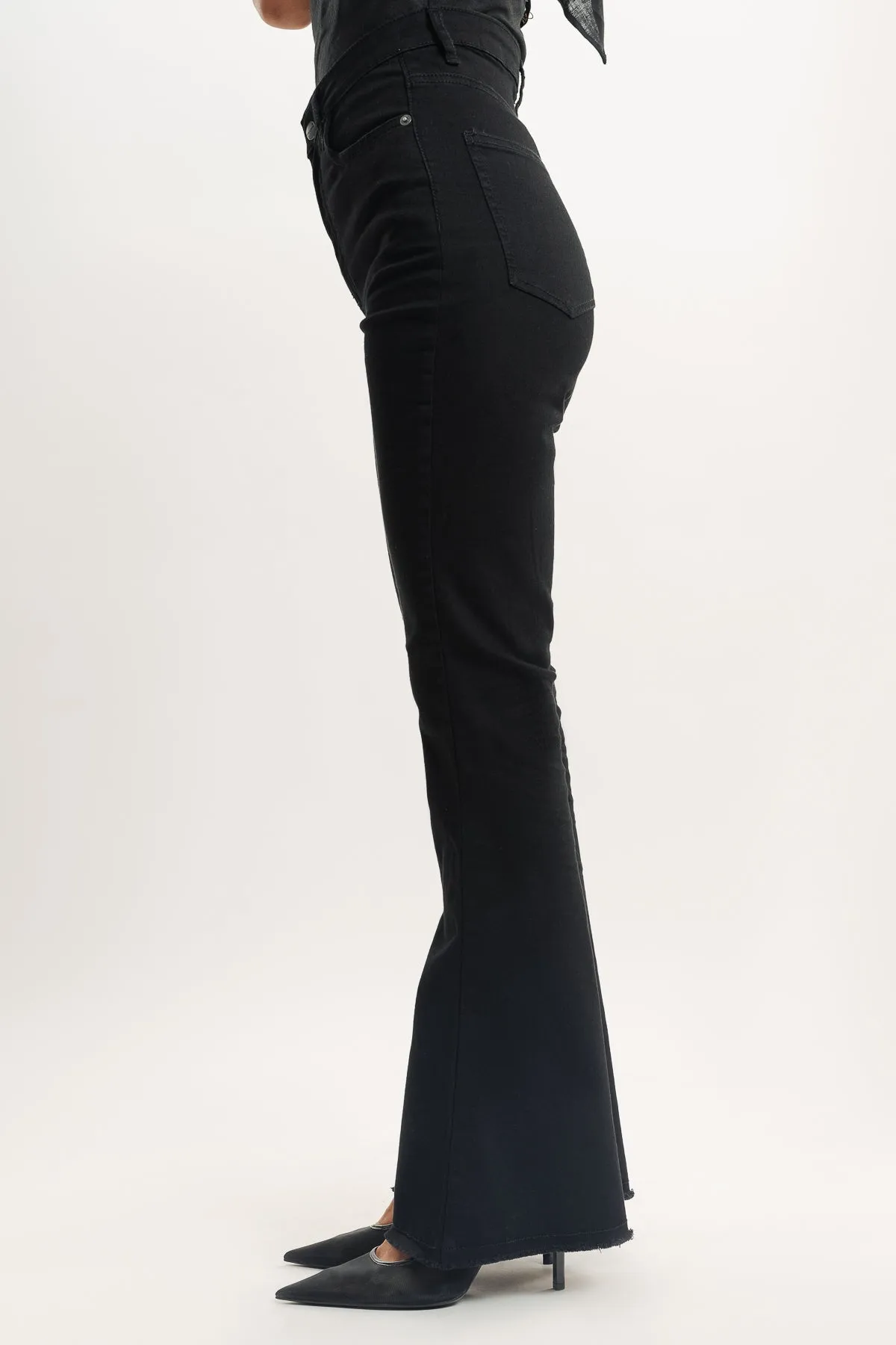 70's Slim Black Bootcut Jeans