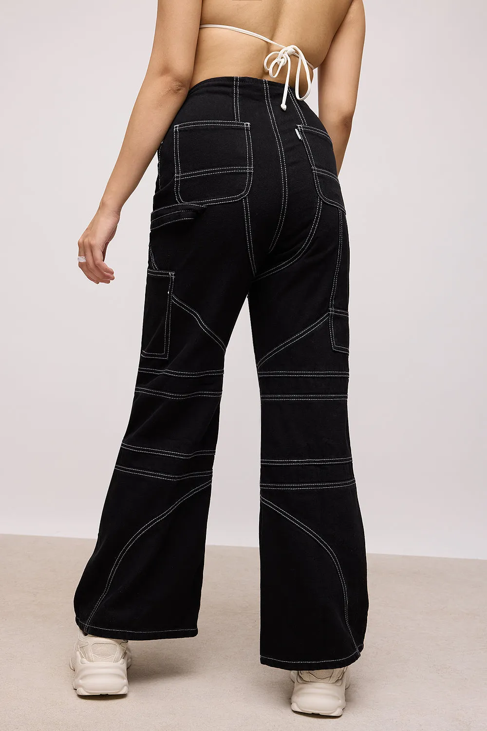 Abstract Black Wide Pants