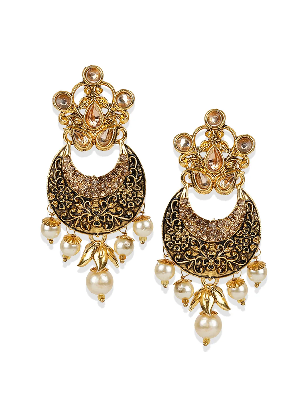 Antique Matte Gold Finish Meenakari Pearl Jewellery - Anikas Creation