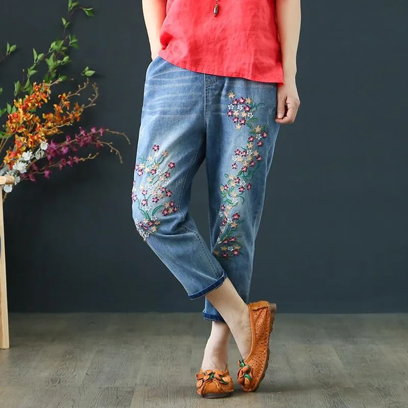 Babakud Denim Retro Embroidery Ethnic Jeans