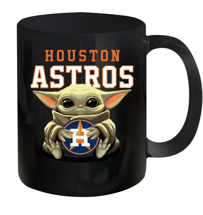 Baby Yoda Hugs Loves The Houston Astros Baseball Ceramic Mug 11oz