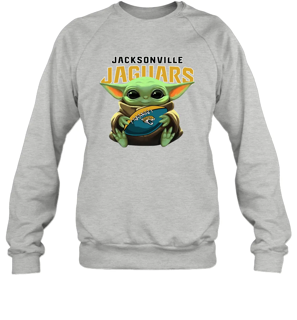 Baby Yoda Loves The Jacksonville Jaguars Star Wars Baby Yoda Hugs Jaguars NFL Adult Sweatshirt