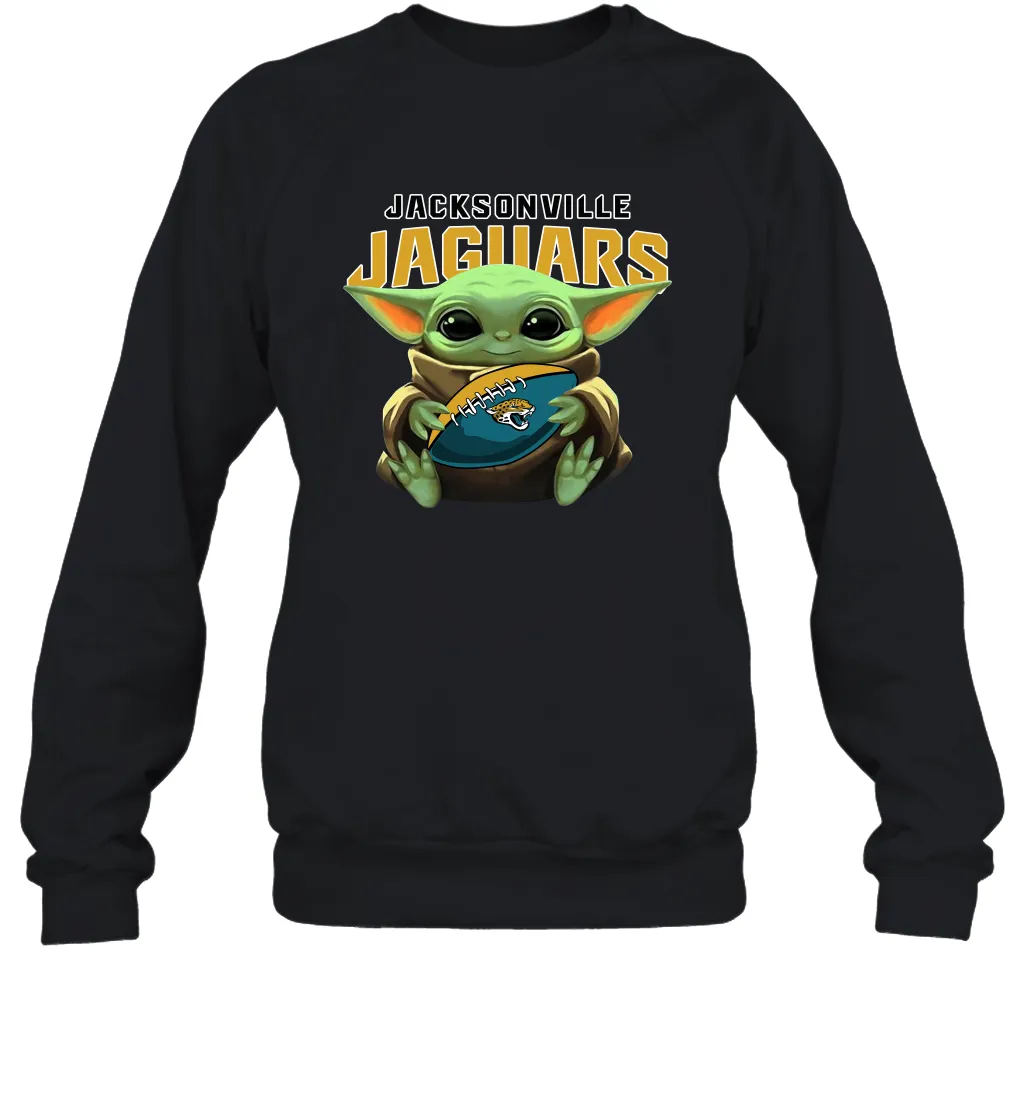 Baby Yoda Loves The Jacksonville Jaguars Star Wars Baby Yoda Hugs Jaguars NFL Adult Sweatshirt