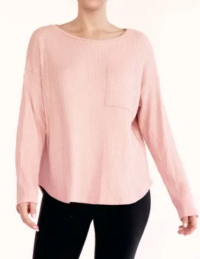 Bamboo Waffle Weave Pocket Top - Rosewater Medium Only