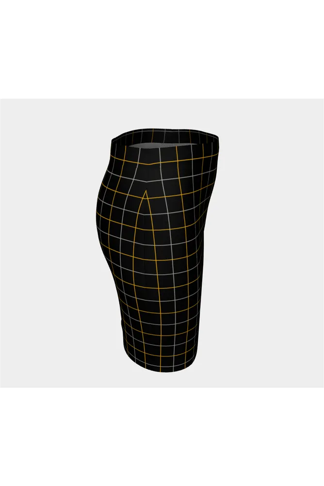 Black and Gold Tattersall Fitted Skirt