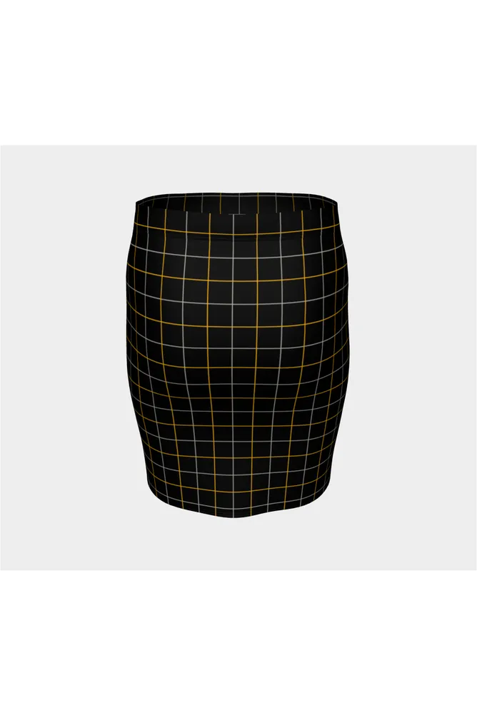 Black and Gold Tattersall Fitted Skirt