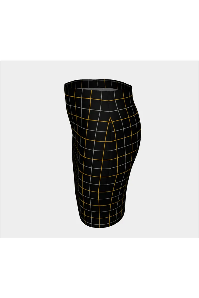 Black and Gold Tattersall Fitted Skirt