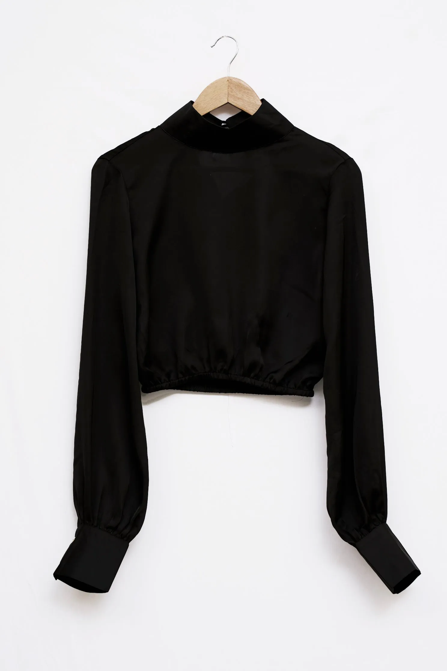 Black Pullover Elasticated Crop Top