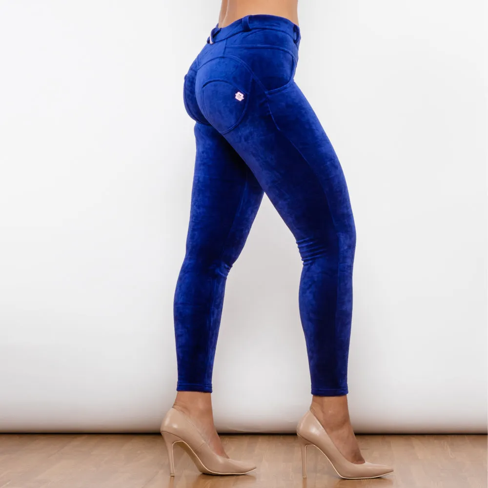 Blue Chenille Middle Waist Lifting Leggings