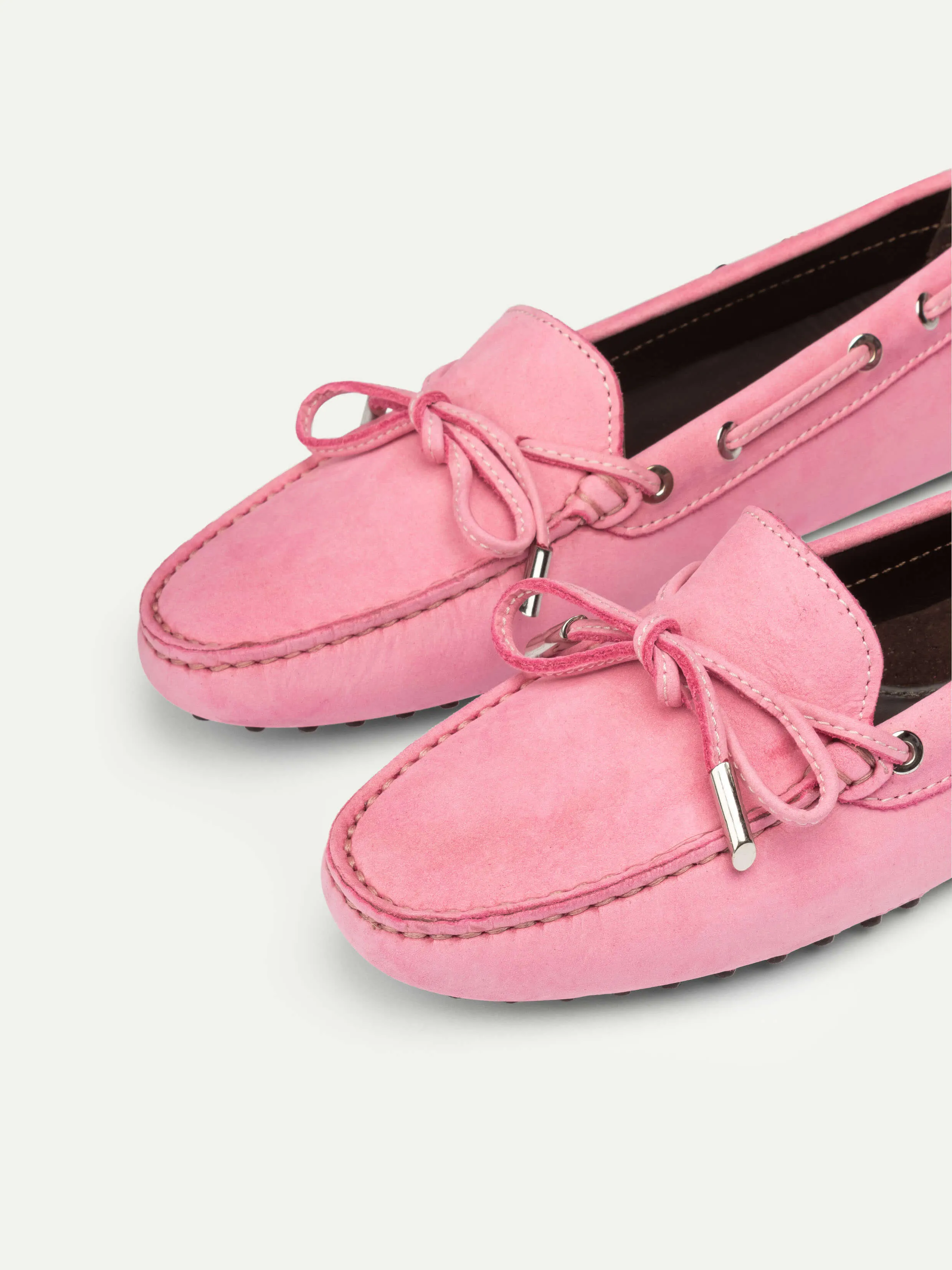 Bright Pink Nubuck Driving Shoes