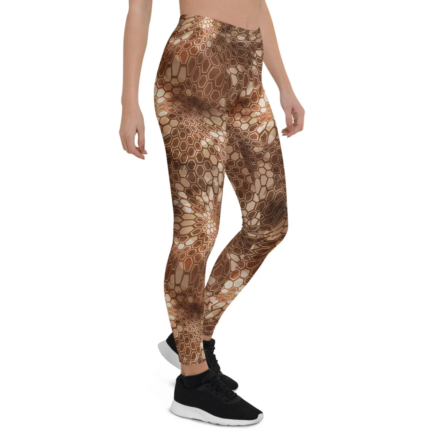 Brown Honeycomb Leggings for Women