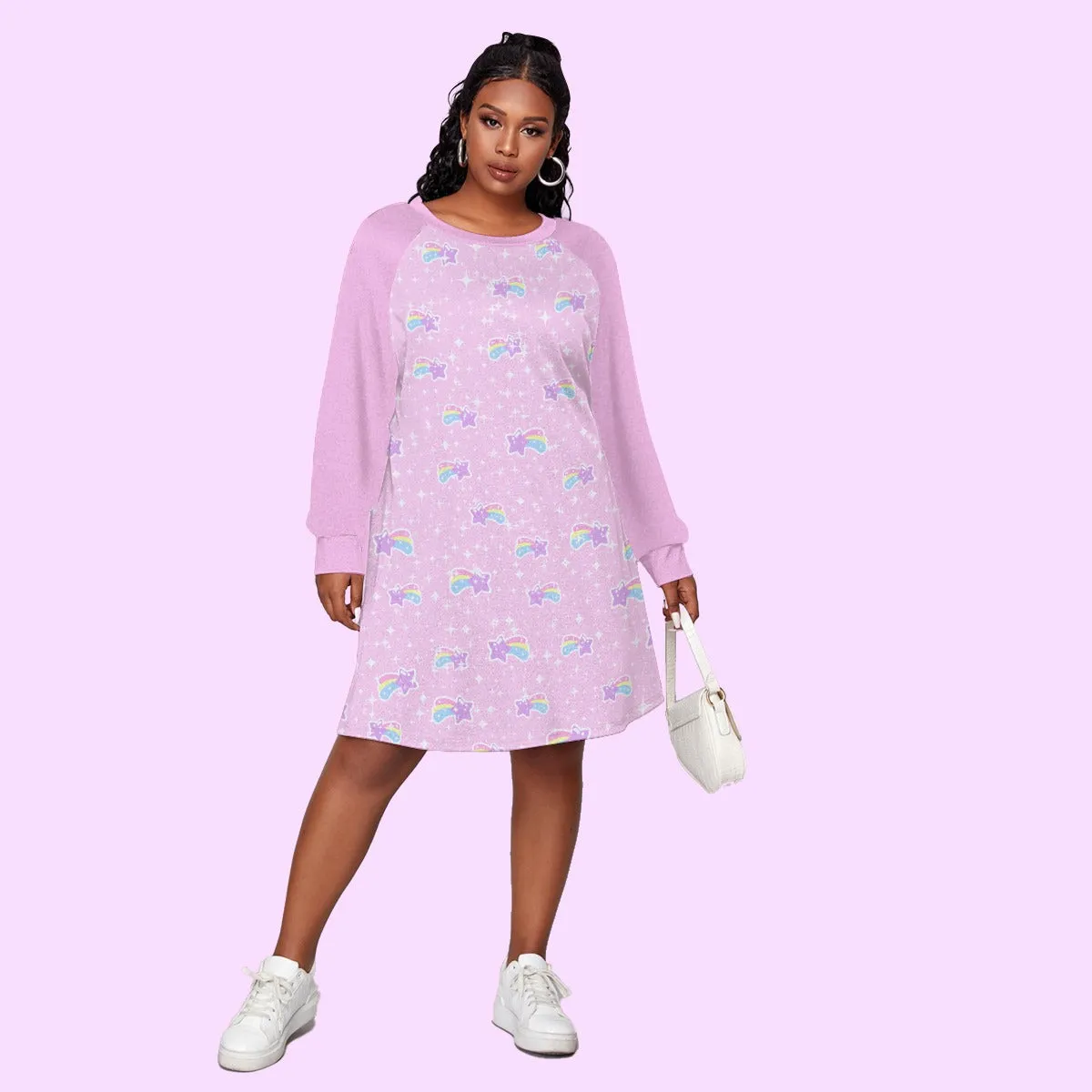 Bubblegum Bunny Shooting Stars Women's Raglan Sleeve Dress