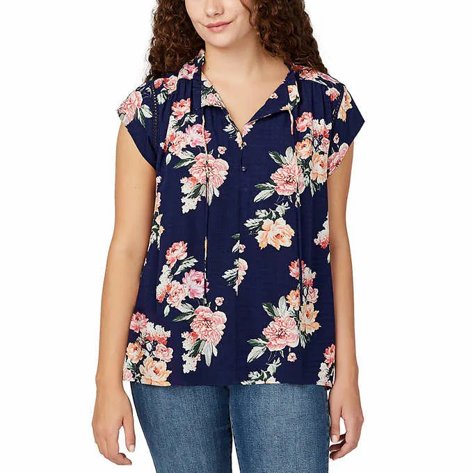 Buffalo David Bitton Women's Flutter Sleeve Floral Top