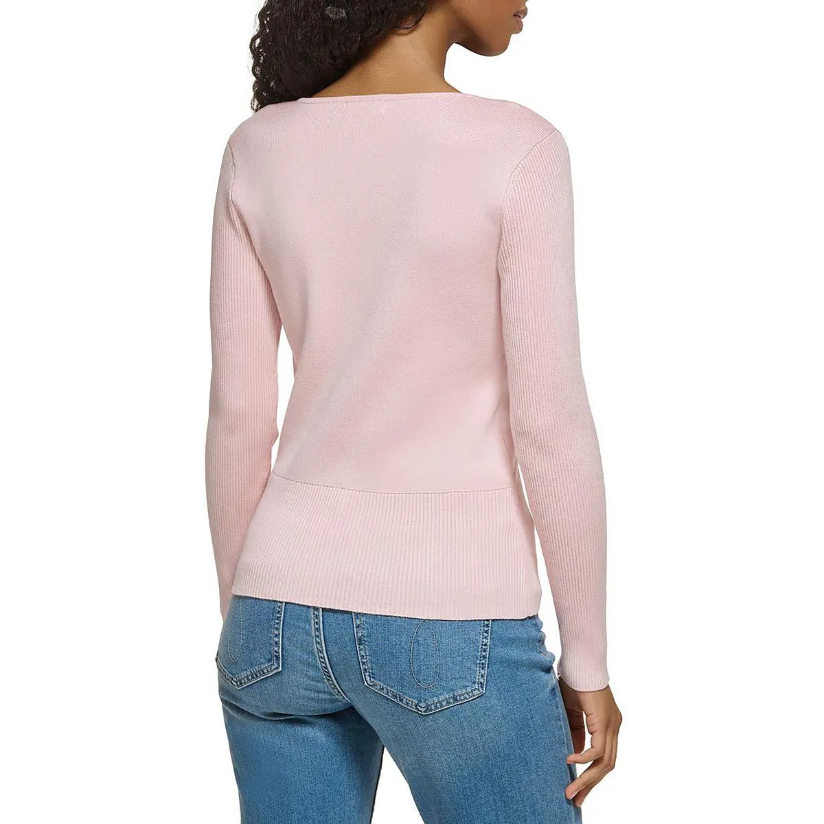 Calvin Klein Womens Ribbed Scoop Neck Pullover Sweater