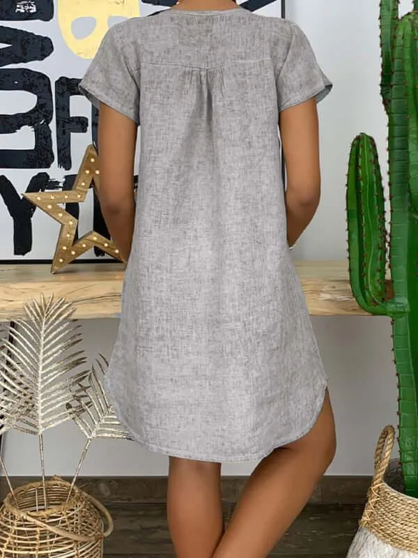 Casual Linen Short Sleeve Dress