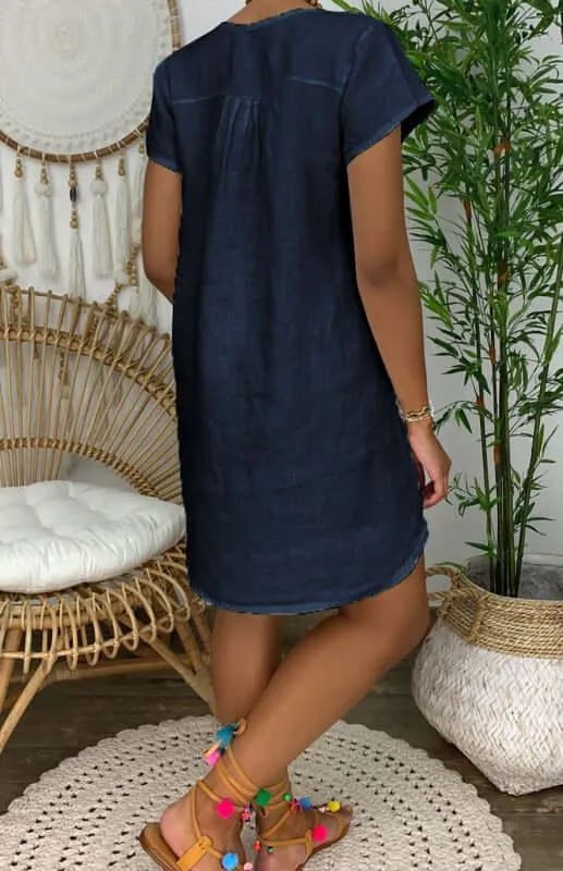 Casual Linen Short Sleeve Dress