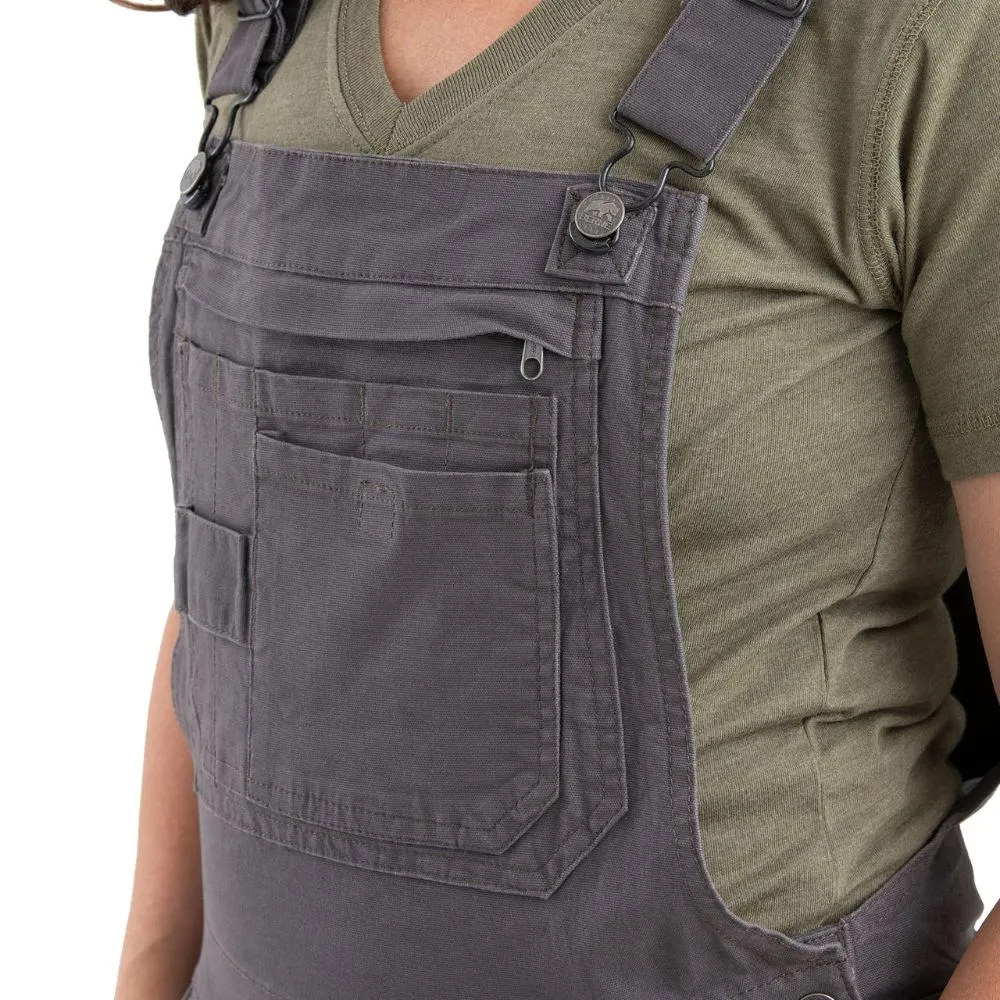 Berne Women's Flex Softstone Duck Unlined Bib Work Overall WB922 - Titanium Grey