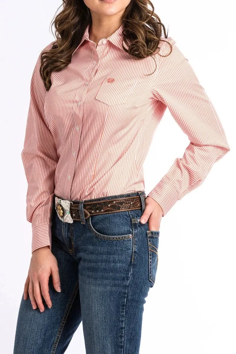 Cinch Shirt Womens Coral Stripe