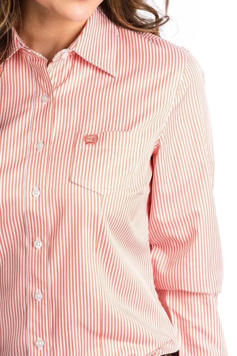 Cinch Shirt Womens Coral Stripe