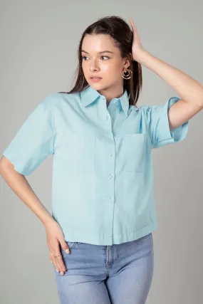 Classic Plain Short Cotton Shirt For Women