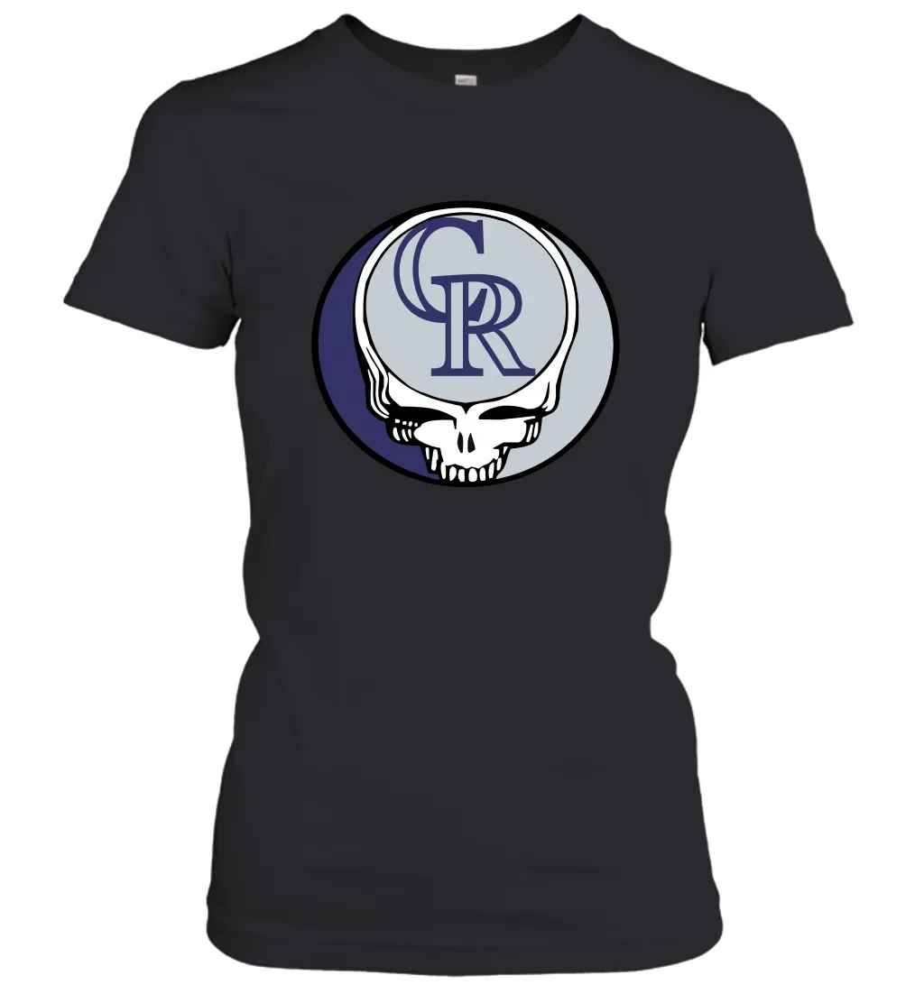 Colorado Rockies Grateful Dead Steal Your Face Baseball Womens T-Shirt