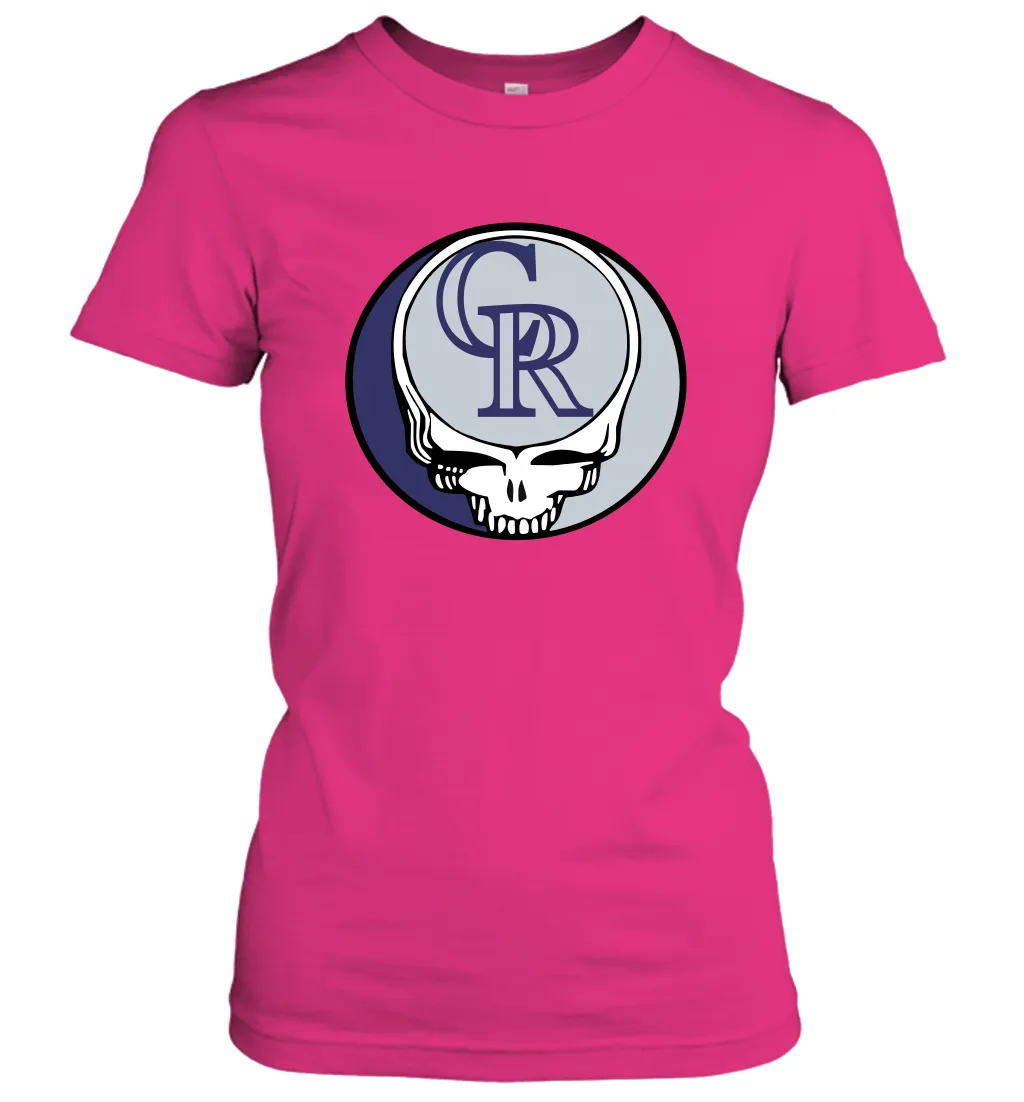 Colorado Rockies Grateful Dead Steal Your Face Baseball Womens T-Shirt