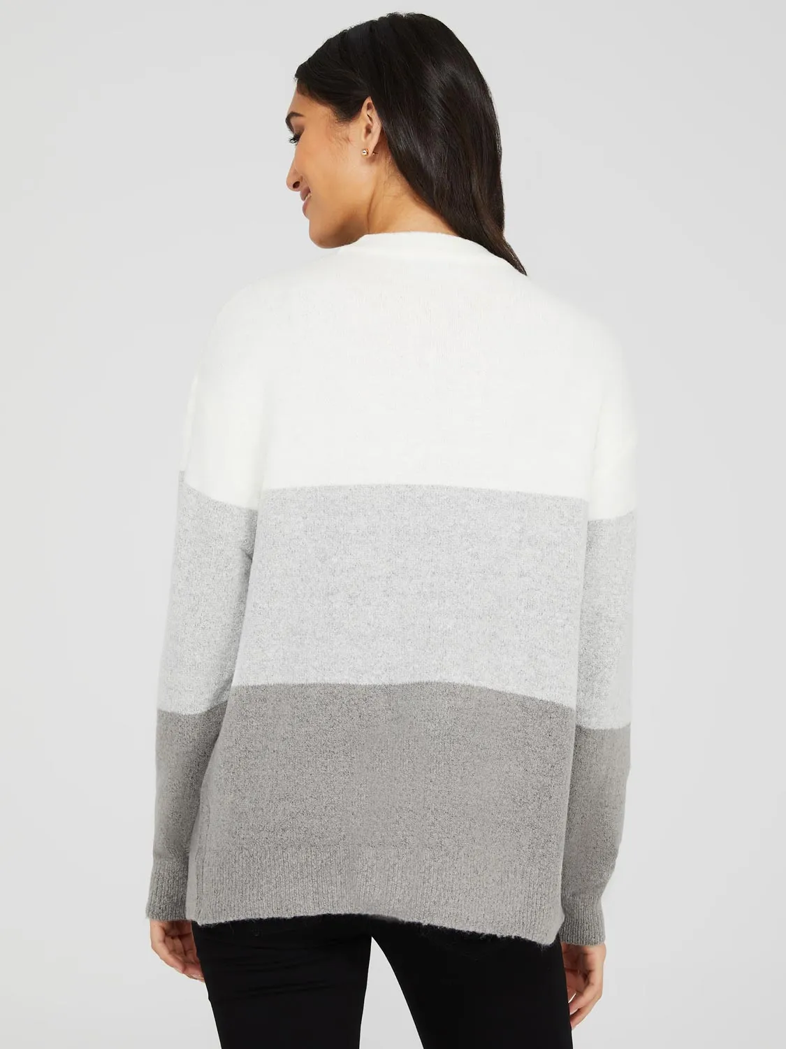 Colourblock Crew Neck Drop Shoulder Sweater