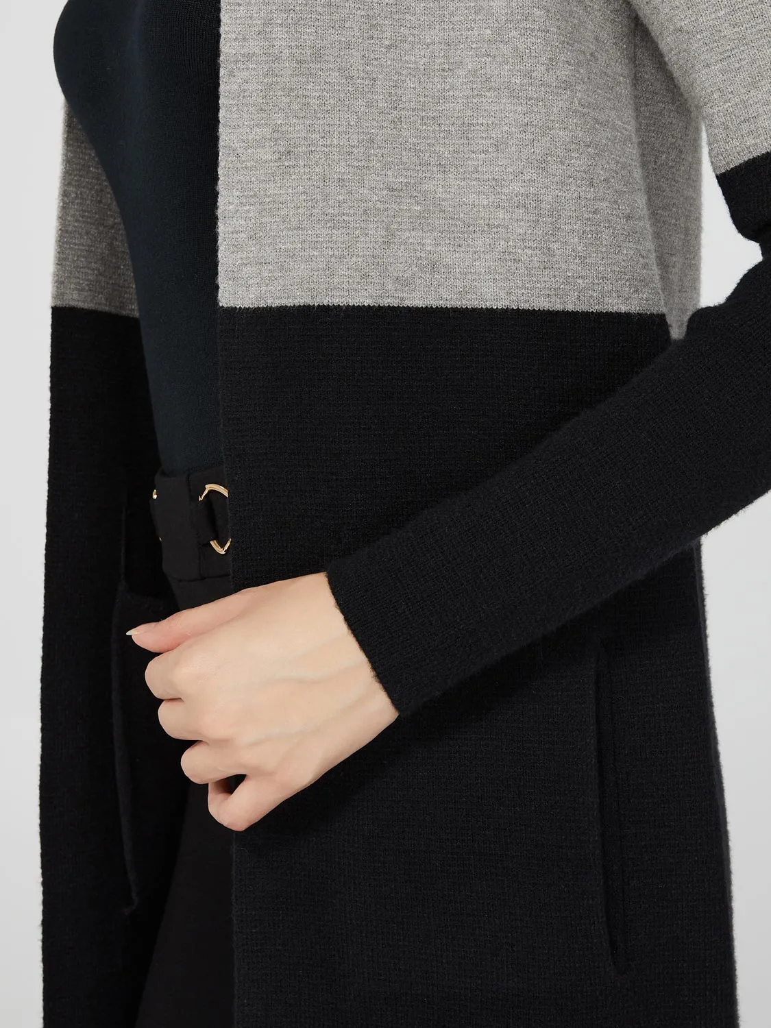 Colourblock Notch Collar Duster