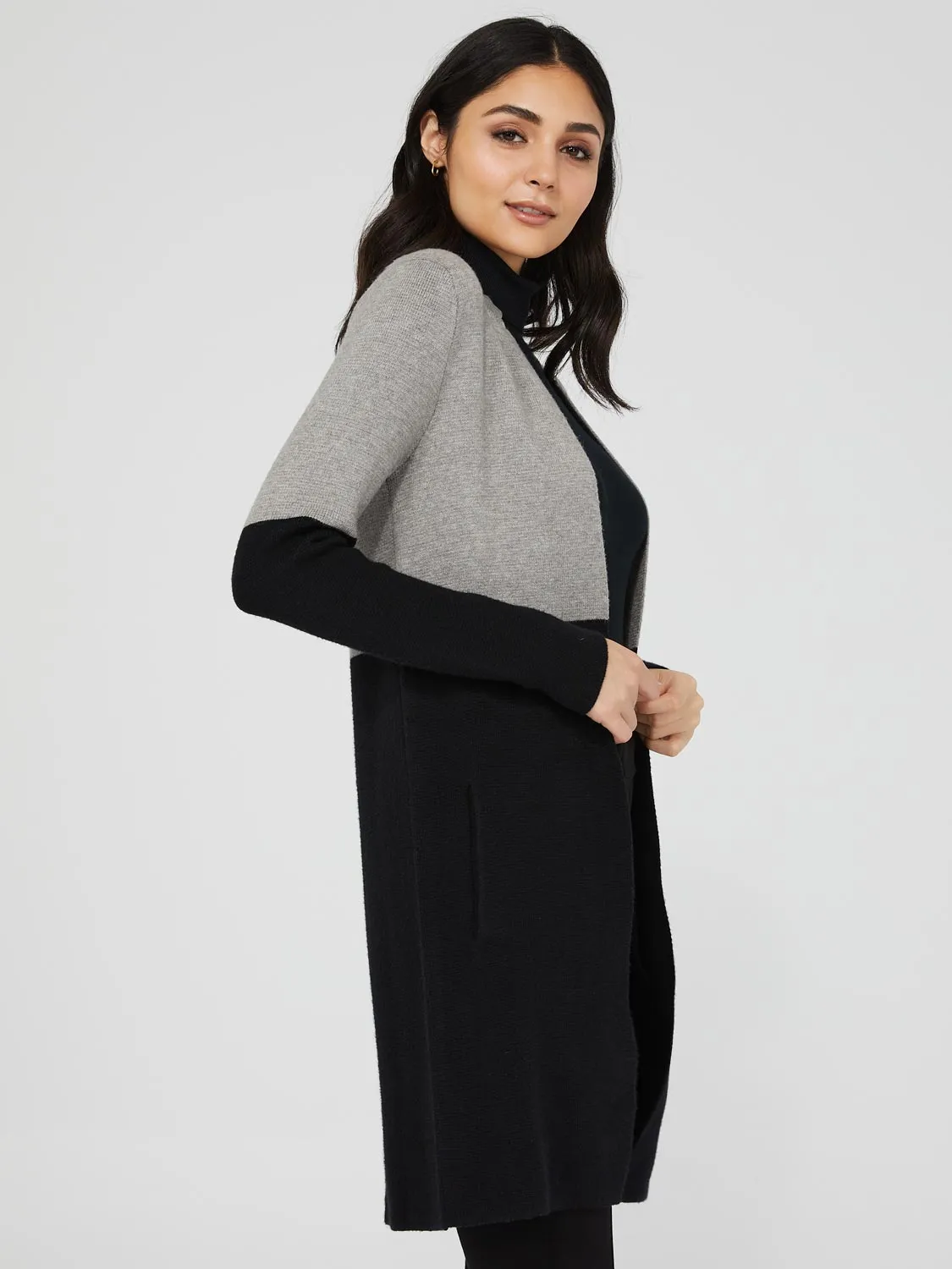 Colourblock Notch Collar Duster