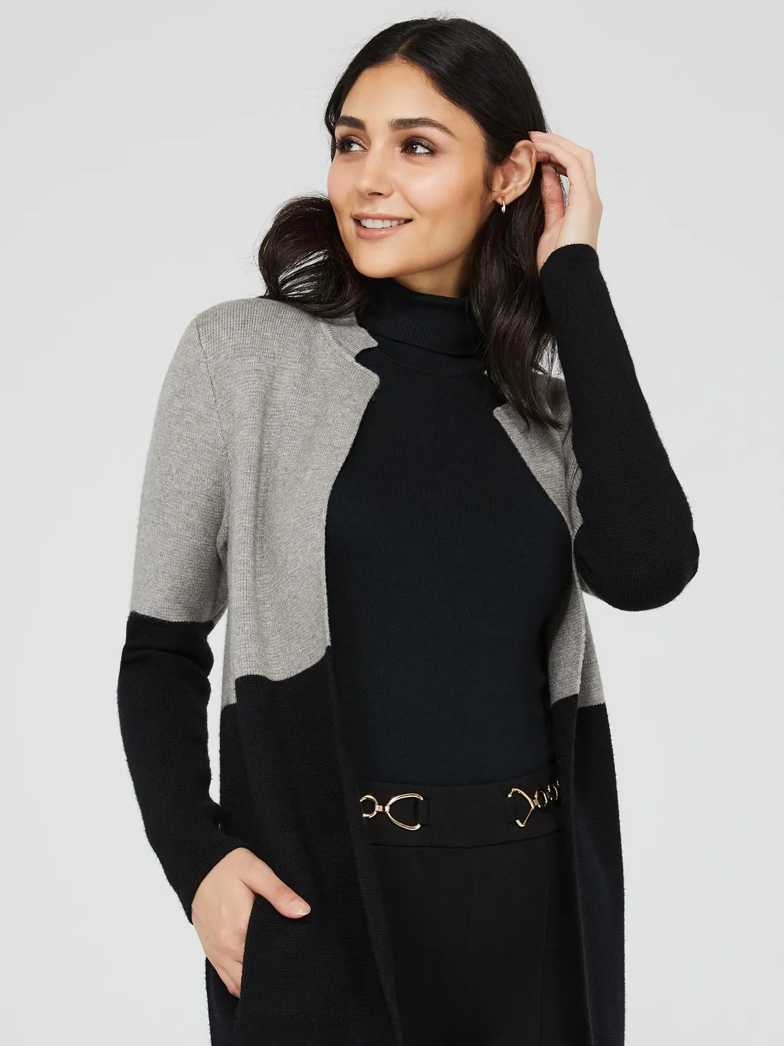 Colourblock Notch Collar Duster