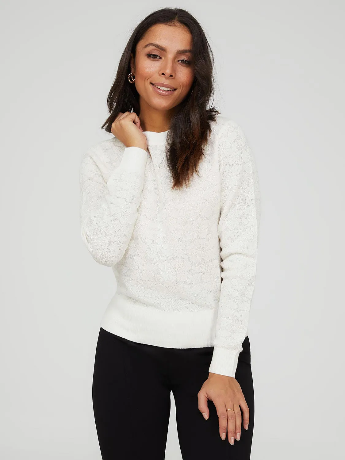 Crew Neck Jacquard Sweater