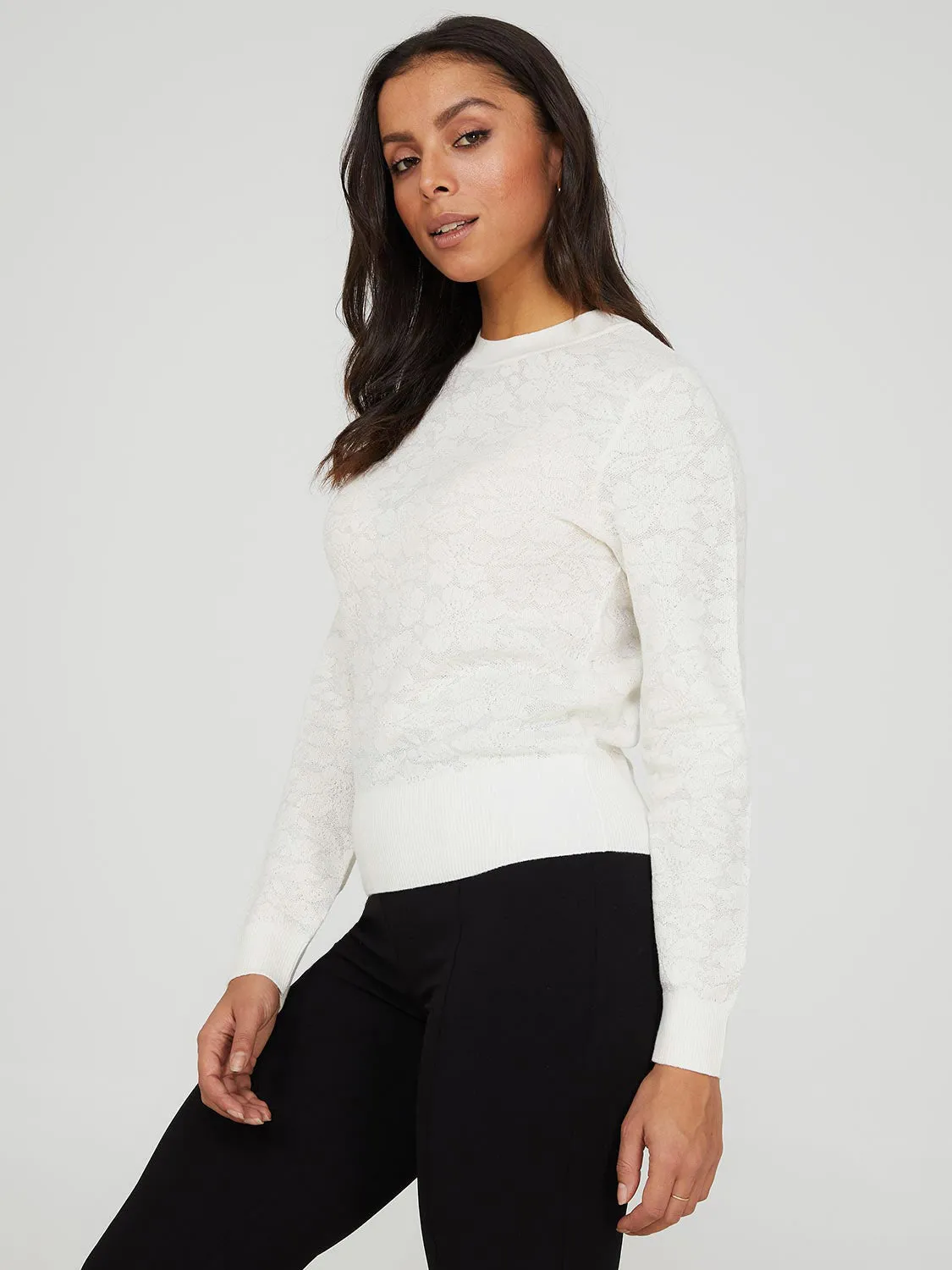 Crew Neck Jacquard Sweater