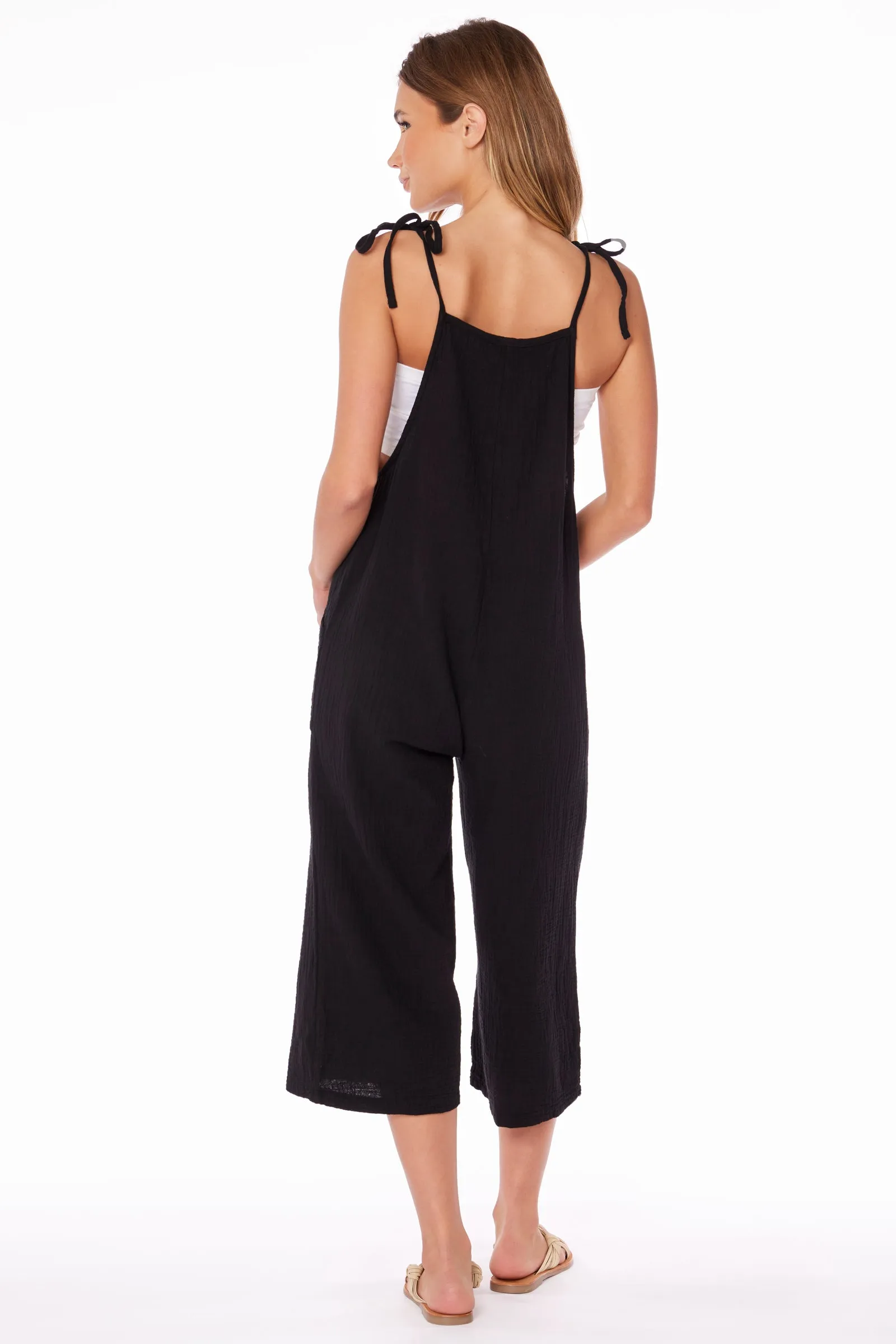 CROPPED WIDELEG OVERALLS