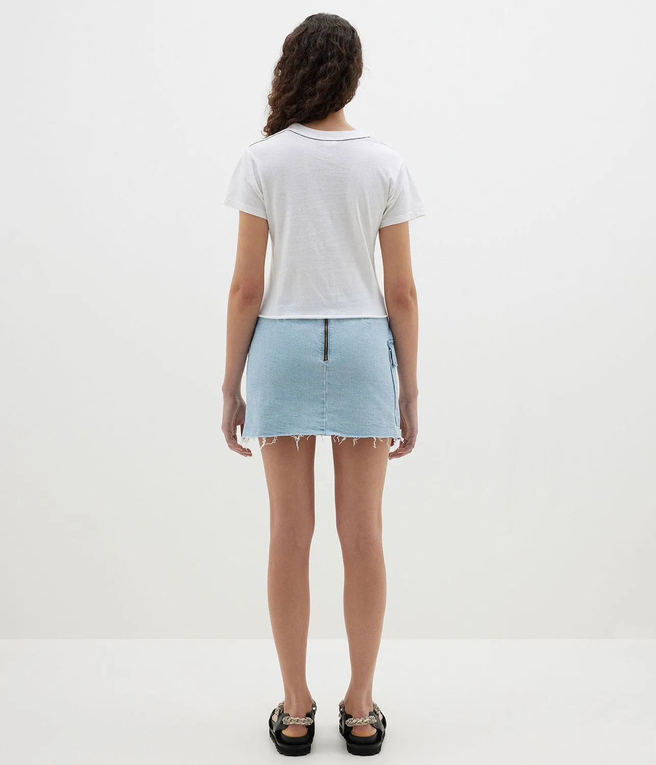 DENIM UTILITY MINI SKIRT- LIGHT VINTAGE