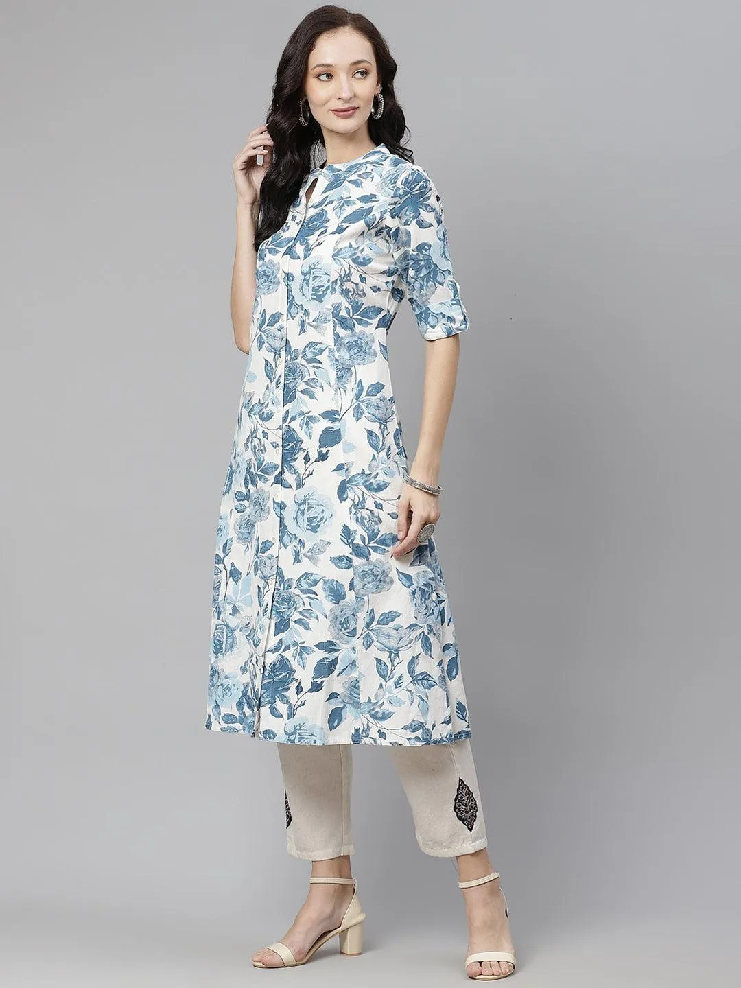 Divena Floral Print Cotton Kurta