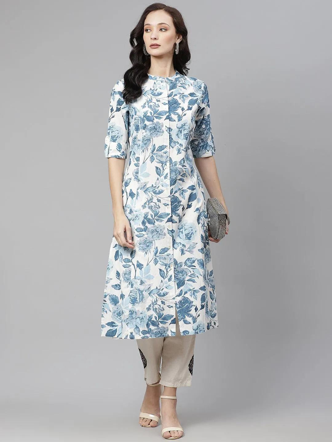 Divena Floral Print Cotton Kurta