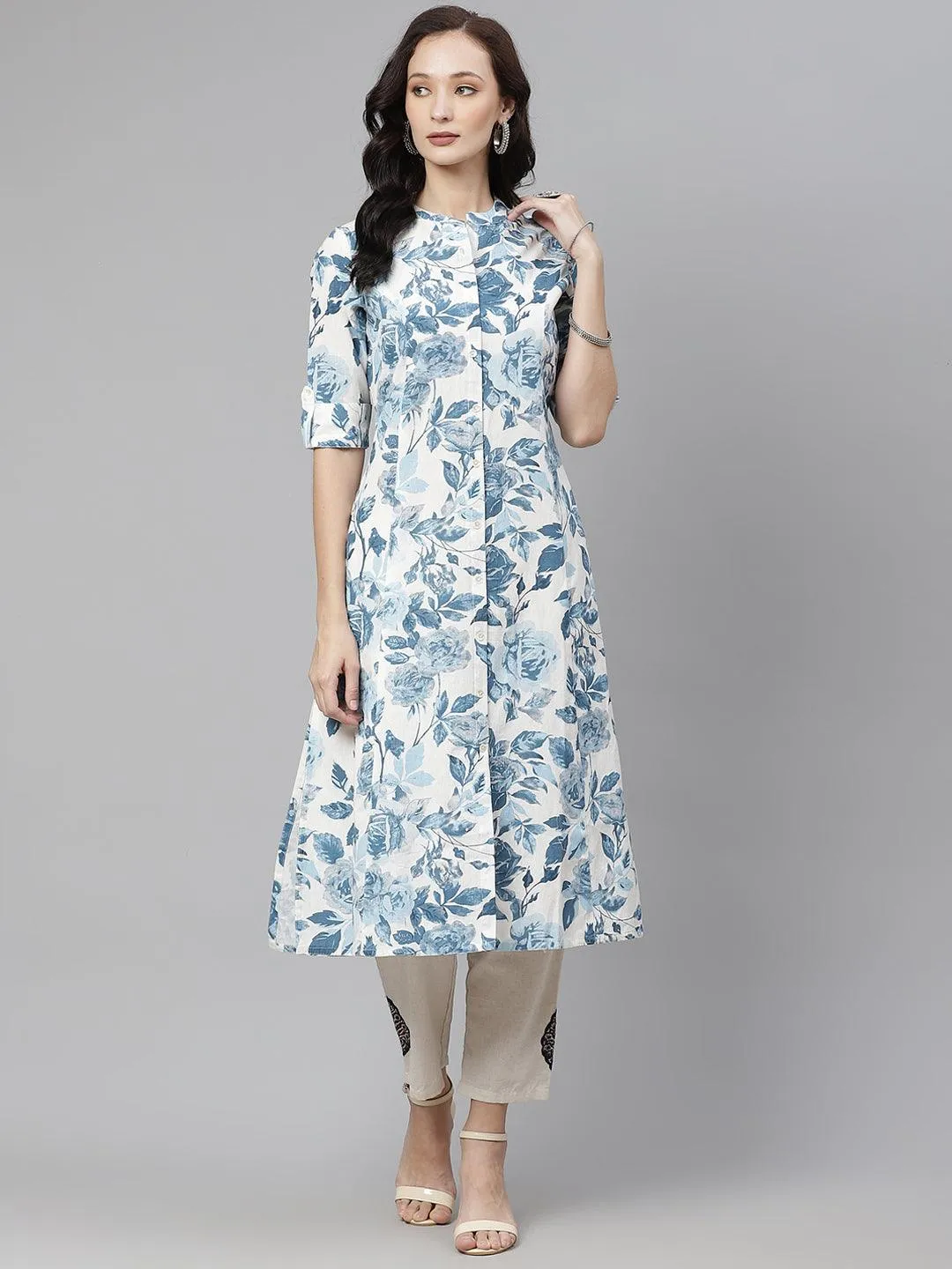 Divena Floral Print Cotton Kurta