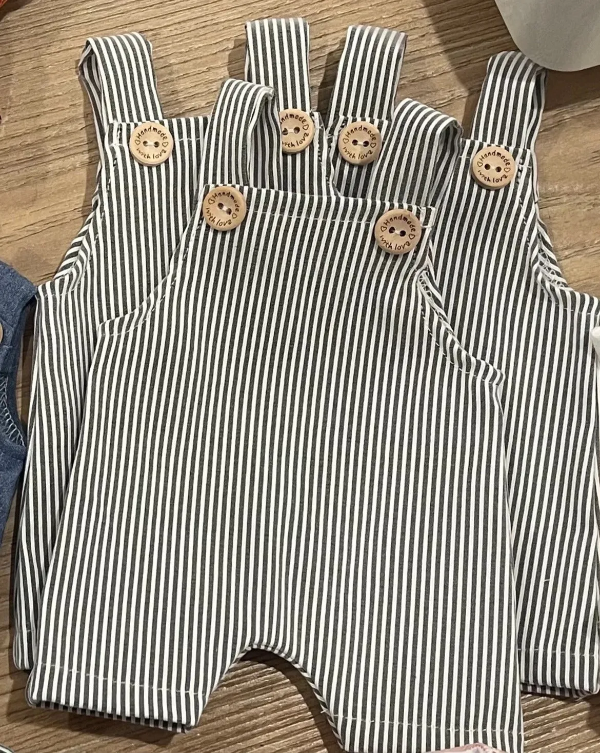 Doll's Overalls - Denim Stripe