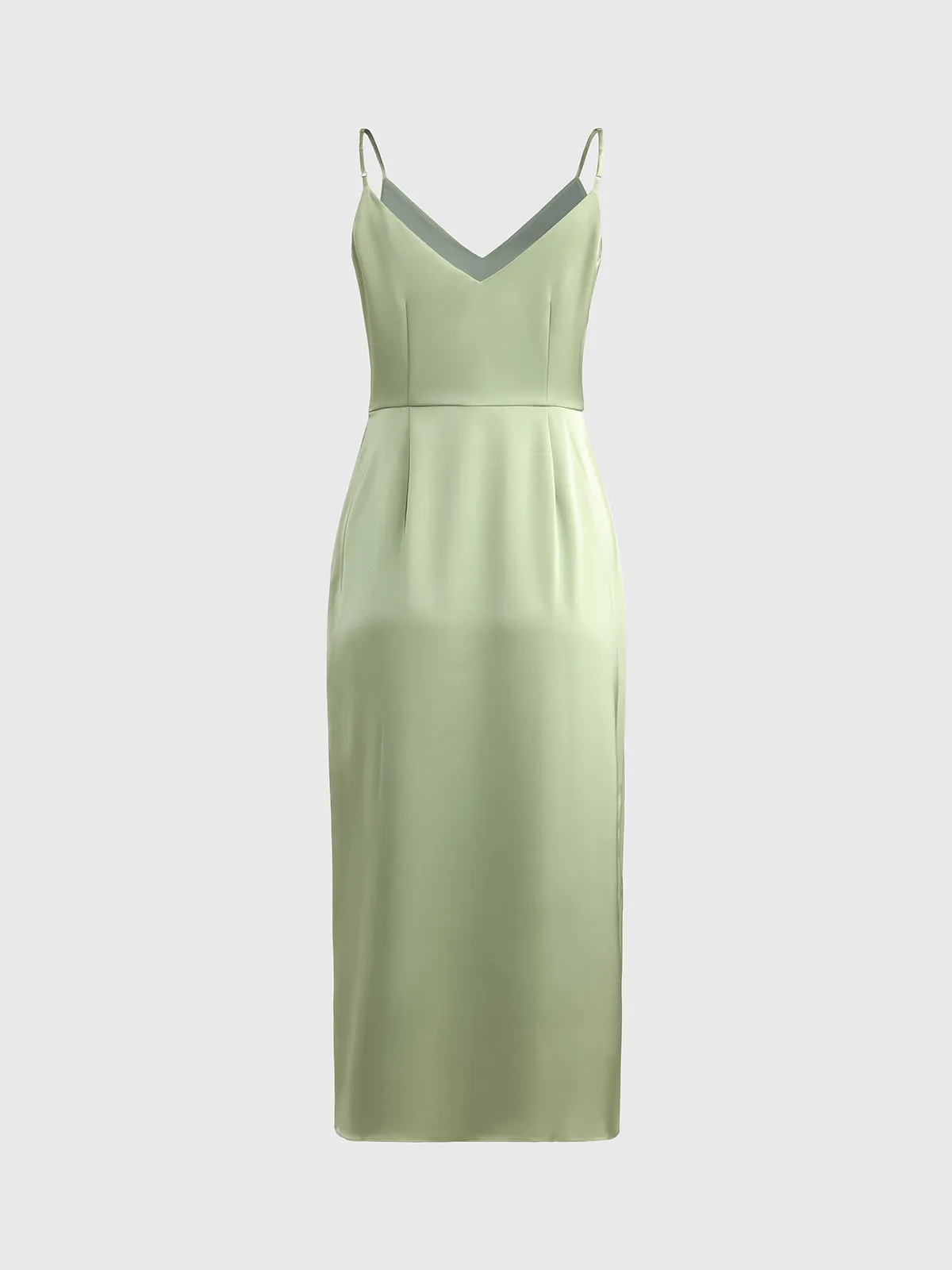 Elegant V Neck Silk Midi Graduation Dress