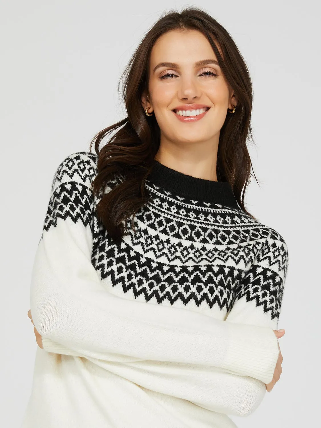 Fair Isle Pattern Long Sleeve Sweater