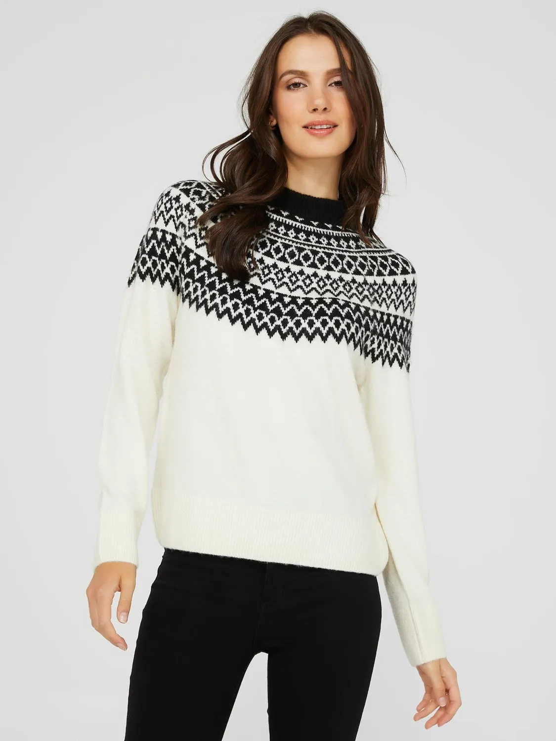 Fair Isle Pattern Long Sleeve Sweater