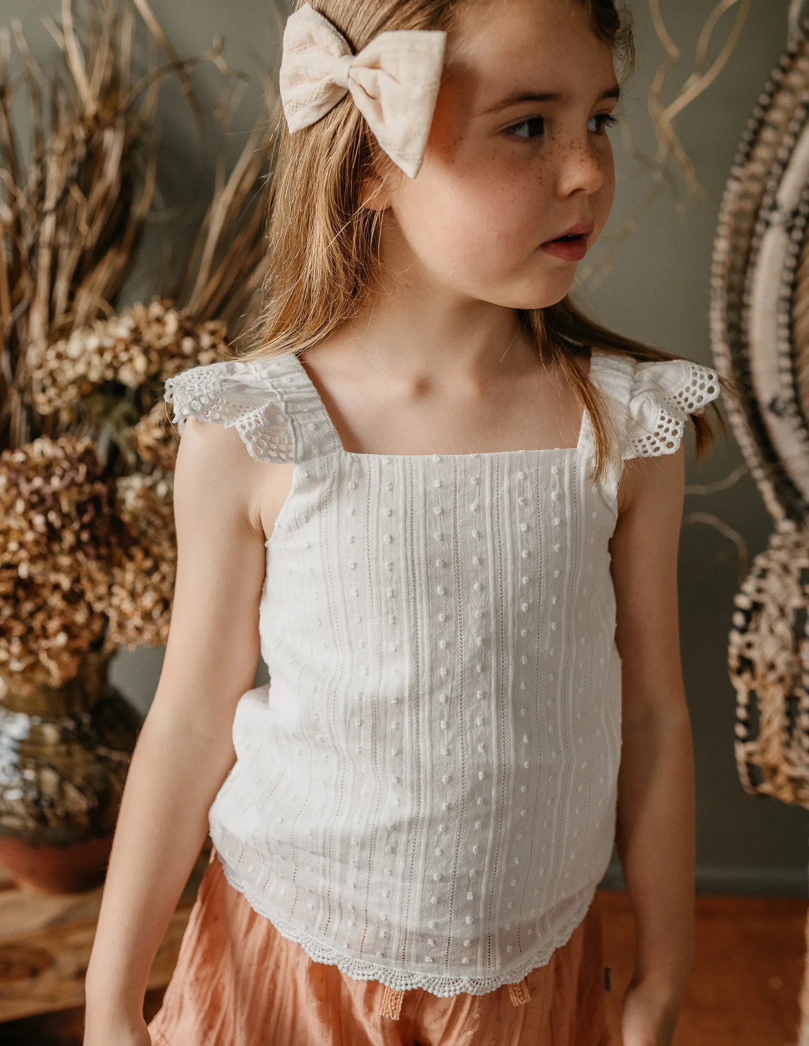 Giselle Winged Cotton Top - White