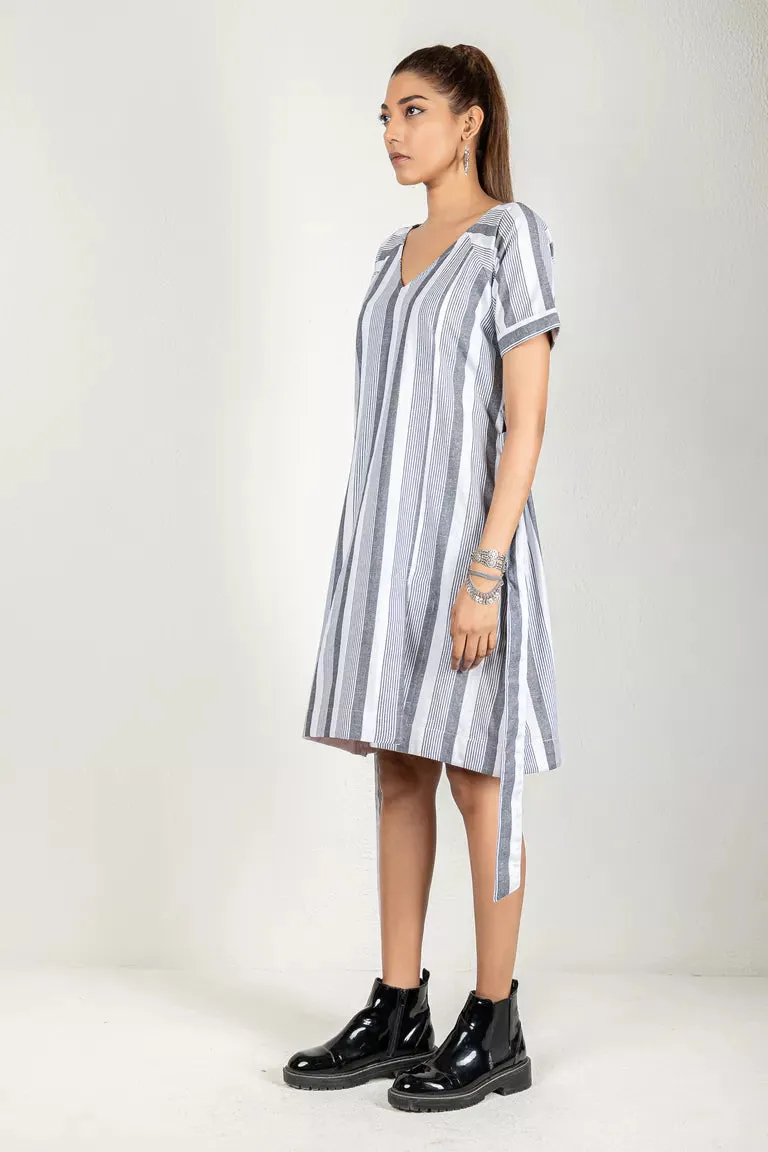 Grey & White Striped Dress