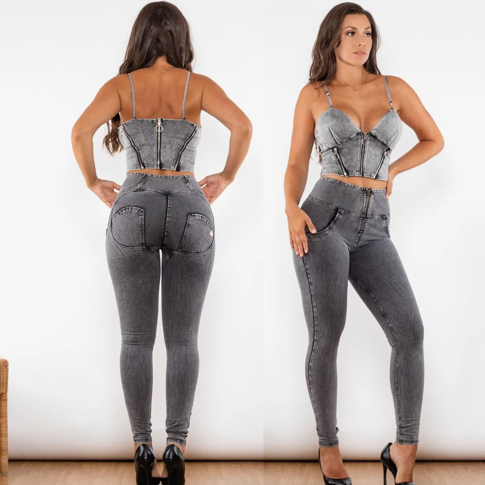 Grey Jeans Shapers And High Waist Dark Thread Grey Jeans Set