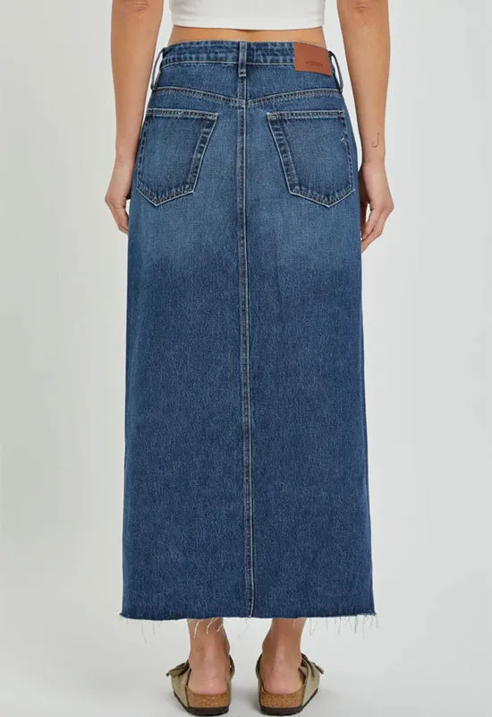 Hidden Jeans - Peyton High Rise Denim Midi Skirt Dark Denim