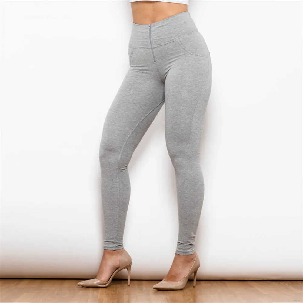 High Waist Grey Knitted Leggings