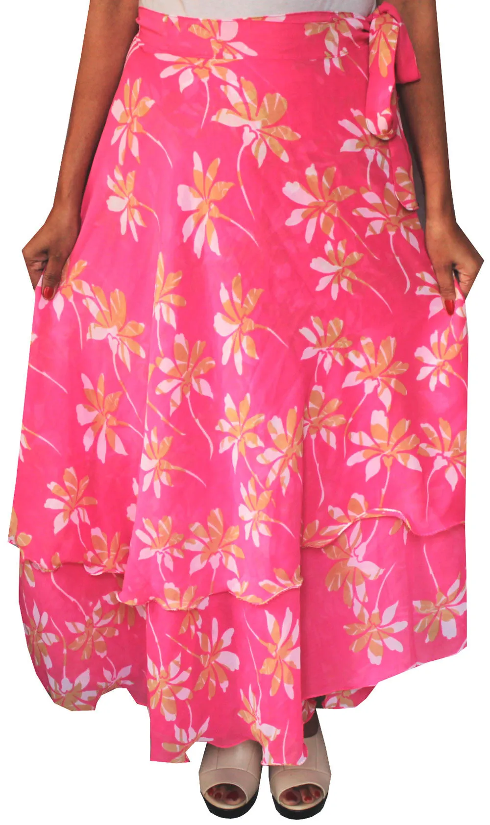 Indian Skirt Long Wrap Around India Clothing (Pink)