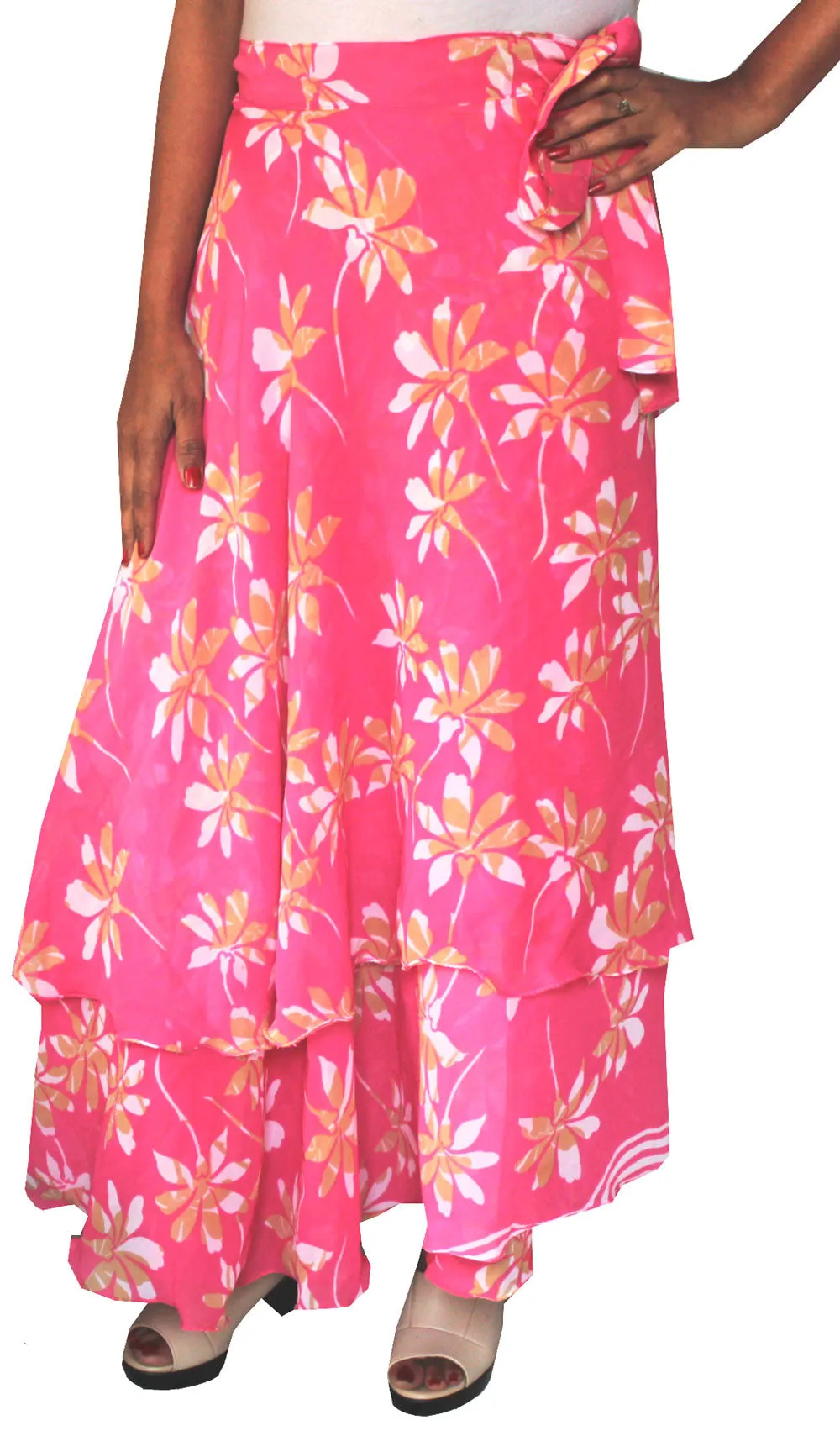 Indian Skirt Long Wrap Around India Clothing (Pink)