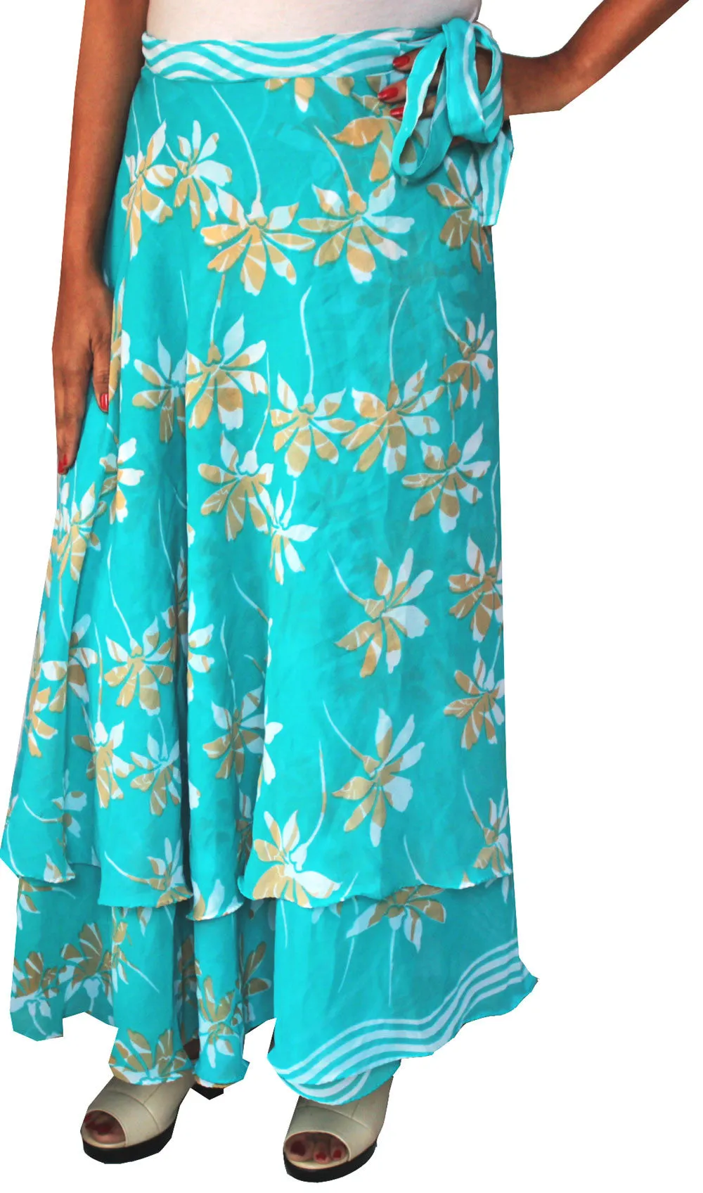 Indian Skirt Womens Long Wrap Around India Clothing (Turquoise)