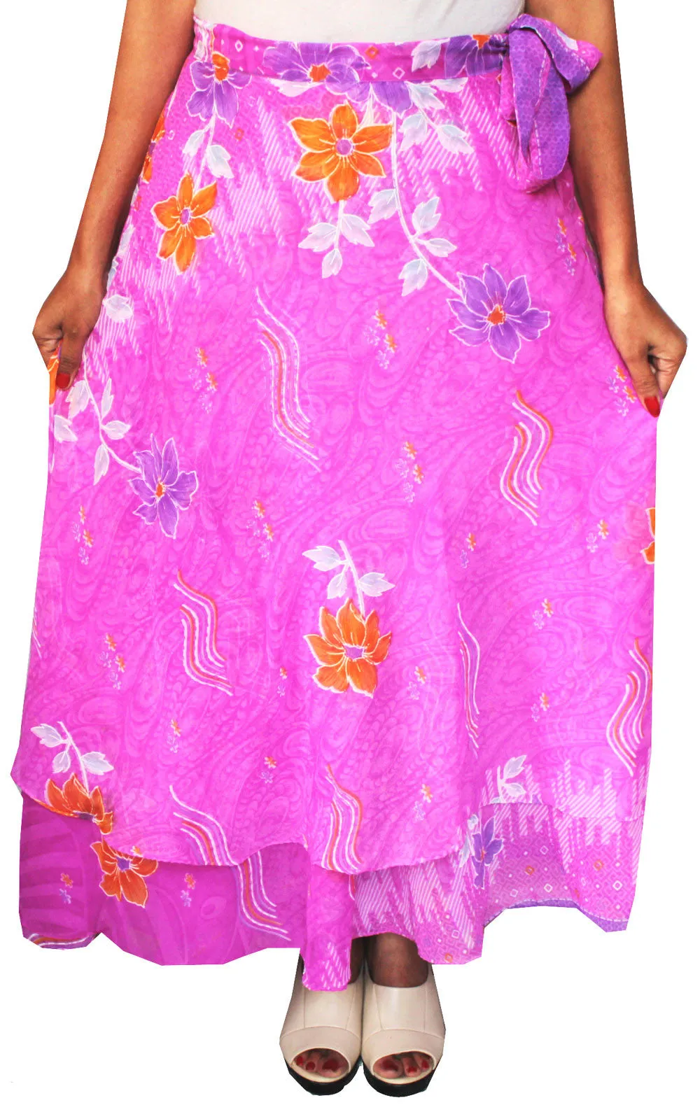 Indian Skirt Womens Wrap Around India Clothing (Pink)